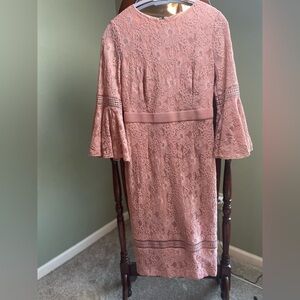 Eva Mendes for New York & Company Pink Lace Long Sleeve Dress